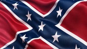 Confederate Battle Flag or St Andrews Cross waving in the wind.